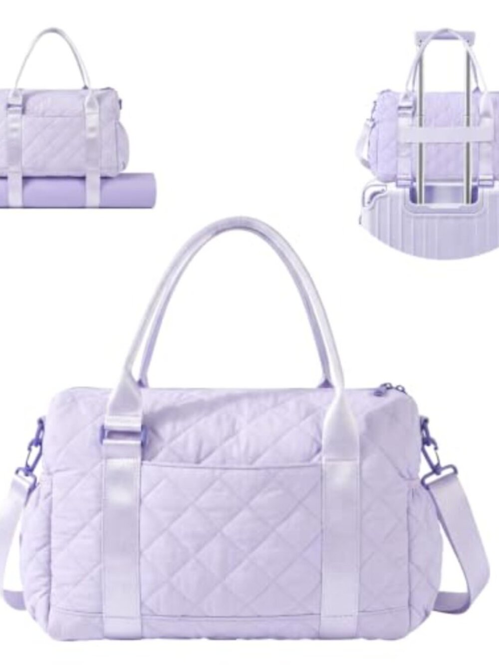 Small Gym Bag with Yoga Mat Holder Quilted Duffel Wet Compartment